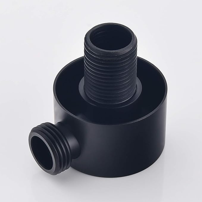 Wall Supply Elbow, Brass Round Wall Mount Shower Hose Connector 1/2″ Drop Ell Union Water Outlet for Handheld Hand Shower, Black