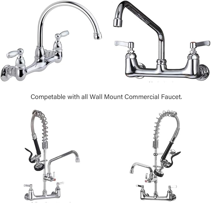 KWODE Commercial Wall Mount Faucet Installation Kit, Wall Mount Kitchen Faucet Backsplash Mount Set for Stainless Steel Commercial Kitchen Prep & Utility Sink