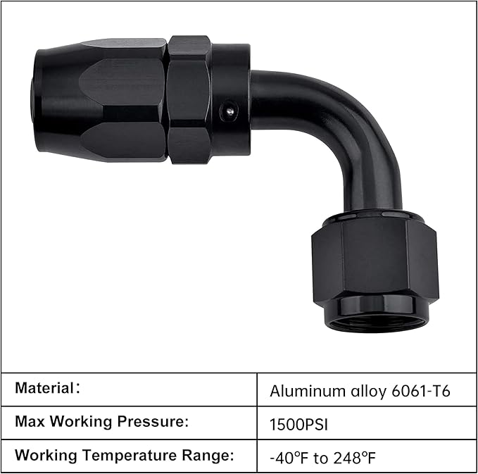 EVIL ENERGY 4AN Hose End Fitting 90 Degree Swivel for CPE Braided Hose Black