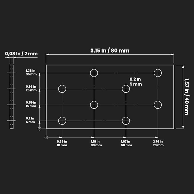 Repa Market Heavy Duty Metal Bracket Mending Plate - 3.14" x 1.57" Inch / Pack of 12 - Steel Shelf Brackets - Perforated Sheets for Home Improvement Flat Wall Mounting Plates for Wood Beam 3" x 1.50"