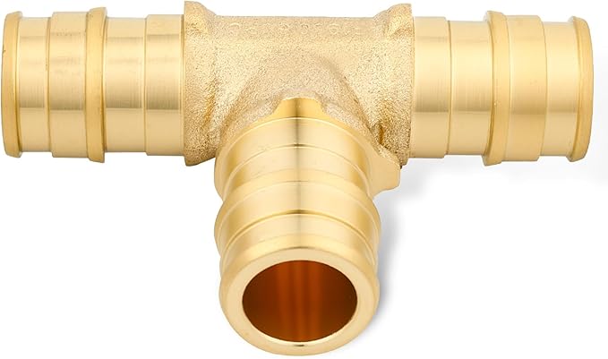 PEX-A Expansion Fittings Combo Pack – 1/2 Inch Tee & Elbow, 10 Pack (5 Tee + 5 Elbow), Lead-Free Brass, Compatible with PEX-A Expansion Systems