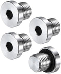 4-Pack Inner Hex Head Pipe Fitting Plug, 1/4 NPT 304 Stainless Steel Socket Bung Plug with Sealing Ring for Terminate Pipe Ends/Replacement Drains
