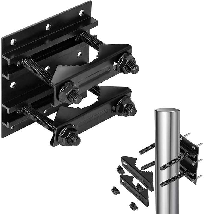 Post Tubes Mounting Bracket, 1-Pack Adjustable Solar Mounting Bracket Fence Hook Compatible with Round, Square, T-Posts, Irregularly Shaped Pipes (Max. 1-3/4" Width)