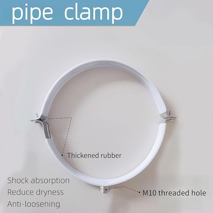2 Sets 12 Inch Premium Hose Pipe Clamp，Heavy Duty Galvanized Iron Stove Pipe Hanger Strap，Wall Support Chimney and dryer vent clamp，Round Split Ring Conduit Metal PVC Tube Kit，with Rubber Cushioned