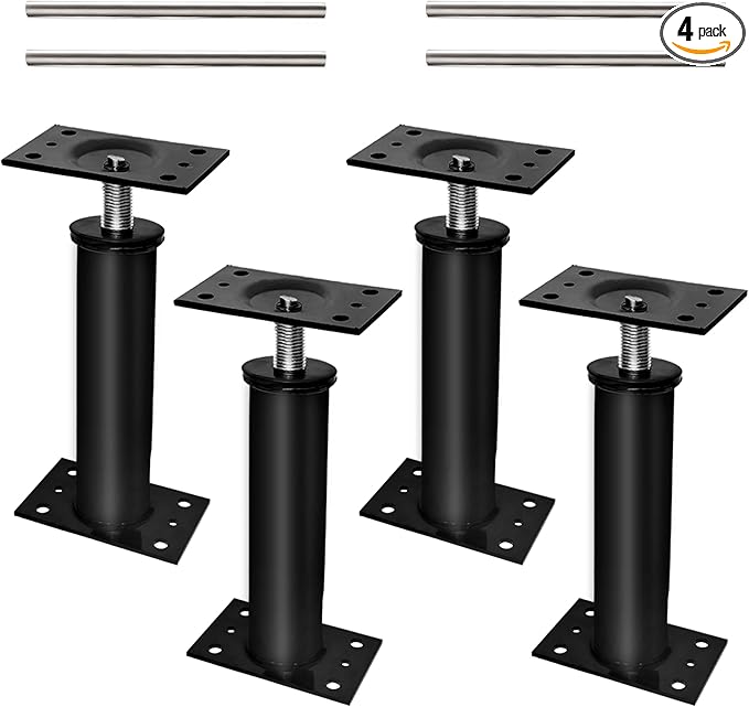 House Jacks for Leveling, 11"-17" Adjustable Jack Post Basement Floor Jack, Screw Floor Jack Post Supports Stabilizer Jacks for House Foundation, Stairs, Porches, Roof Beams