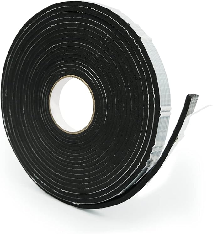 Alenor EPDM Black Foam Insulation Tape Self Adhesive 1/5"x1" x 33' Ft –Pack of 1- Weather Stripping for Doors & Windows,Soundproofing,Door Seal,Weatherstrip,Pipe Cooling,Air Conditioning Seal Strip