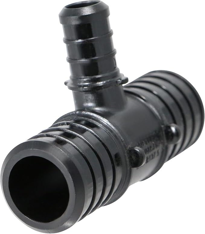 XFITTING Poly Pex B Barb Crimp 1 Inch X 1 Inch X 1/2 Inch Pex B Tee, Poly Alloy, 10 Pieces