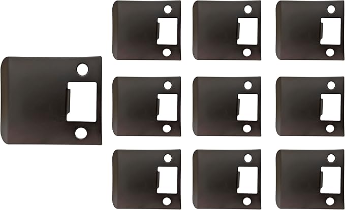 QCAA Solid Brass Extended Lip Strike, 3''X2-1/4", Oil-Rubbed Bronze, 10 Pack, Made in Taiwan