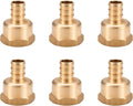 WMAXPFIT(6 Pack) 1/2 Inch PEX x 1/2 Inch Female NPT Thread Adapter F1807, LF Brass crimp fitting for PEX-b pipe