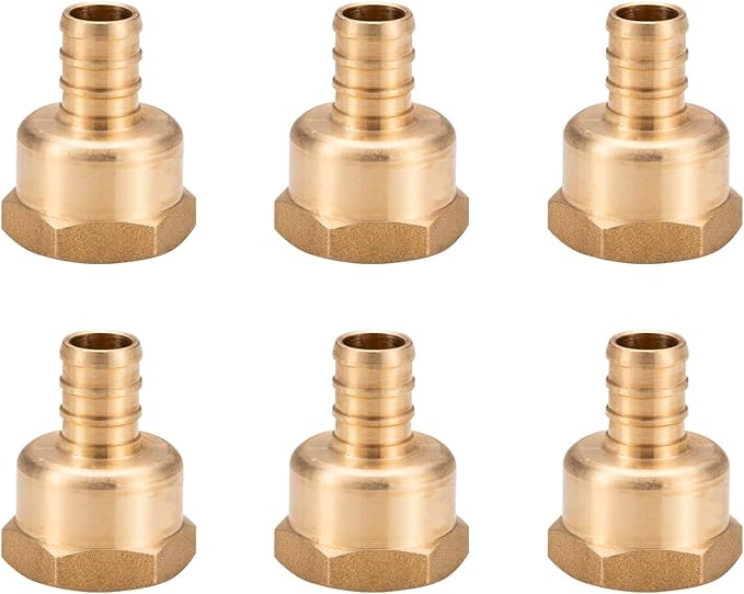 WMAXPFIT(6 Pack) 1/2 Inch PEX x 1/2 Inch Female NPT Thread Adapter F1807, LF Brass crimp fitting for PEX-b pipe