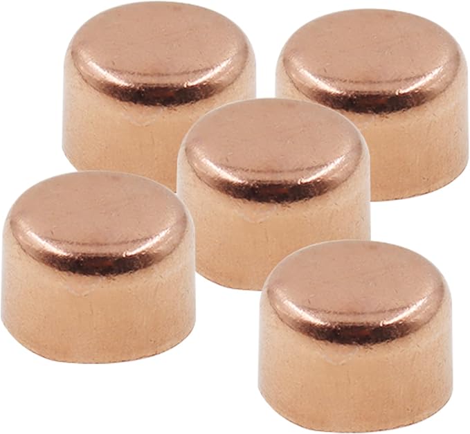 Copper Pipe Cap,TTZEZE Copper End Cap,Certified Safe Pressure Copper Cap Plug,Solid Sweat Solder Connection,Pure Copper Plumbing Cap for Plumbing HVAC Air Conditioner 9.52mm/0.37'' 10PCS