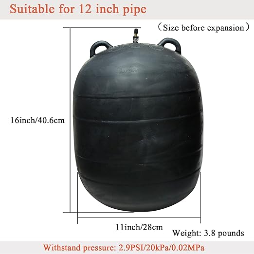 Inflatable Pipe Plug,Test Plug Plumbing,Sewer Test Plug,Inflatable Pipe Plug Balloon Plug,Pipe Test Plug,Plumbing Balloon Plug (12 inch)