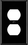 ENERLITES Duplex Receptacle Metal Wall Plate, Outlet Cover, Corrosion Resistant, Standard Size 1-Gang 4.50" x 2.76", Powder Coated Stamped Steel, 7721-BG, Black Gloss