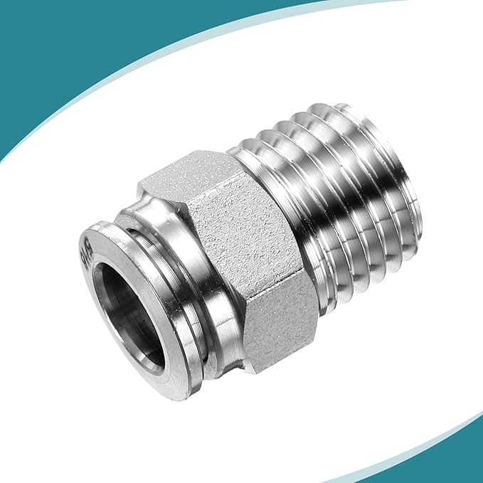 HARFINGTON Push to Connect Fittings 5/16" Tube OD x 1/4" NPT Thread Male Straight Union Fittings 304 Stainless Steel Quick Connect Pneumatic Accessories for Trailers Air Brake System