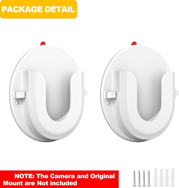 2 Pack Ring Indoor Cam Adhesive Wall Mount Bracket,Strong VHB Stick On,No Drilling Camera Mount for Ring,Two Ways Installation with Tape and Screws