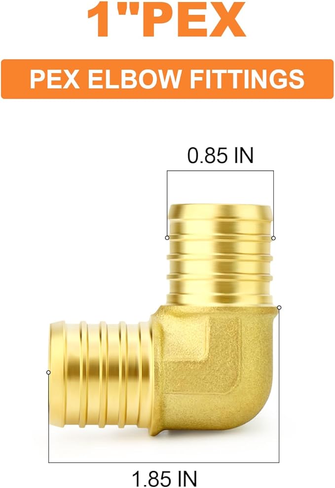 GASHER 10Pcs No Lead Brass 1" Pex Elbow Fittings, 1 Inch Pex Fittings for Pex Tubing