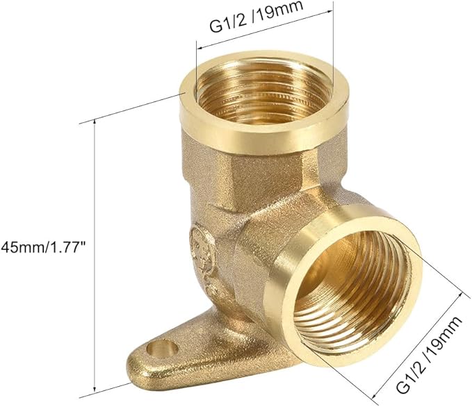 uxcell Brass Pipe Fitting 90 Degree Drop Ear Elbow G1/2 Female X G1/2 Female Crimp Fitting