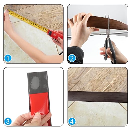 8Ft Floor Transition Strip, 2in Wide Self Adhesive Vinyl Threshold Strip for Joining Floor Gaps Wood Grain Design Tap (2in Wide, Walnut Coffee)