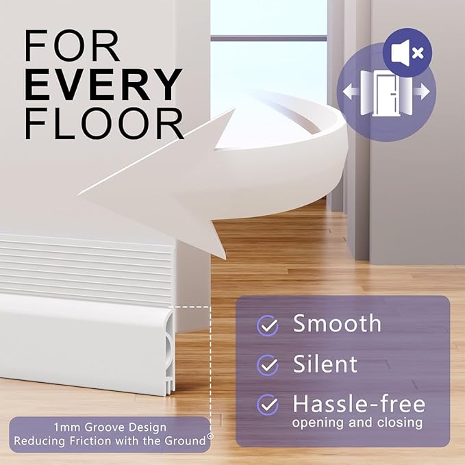 Door Draft Stopper,Adjustable Door Sweep for Bottom of Door,Silicone Weather Stripping Door Bottom Seal Blocker Air Noise,Under Door Gap Filler for Interior/Exterior Doors(White, 78inch)