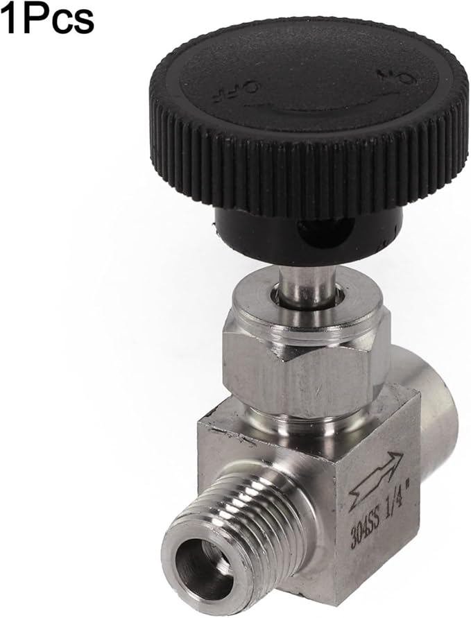 Needle Valve 1/4 Npt Valve Female To Male 304 Stainless Steel Flow Control For Water Gas Oil Systems Black Silver Plumbing Fitting