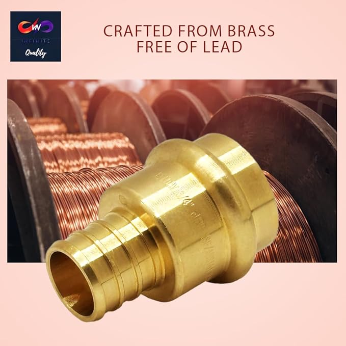 1/2 Inch PEX Coupling Brass Adapters for Copper - 1/2 inch Press - PEX Pipe Connection Press Fittings 1/2" (Pack of 10)