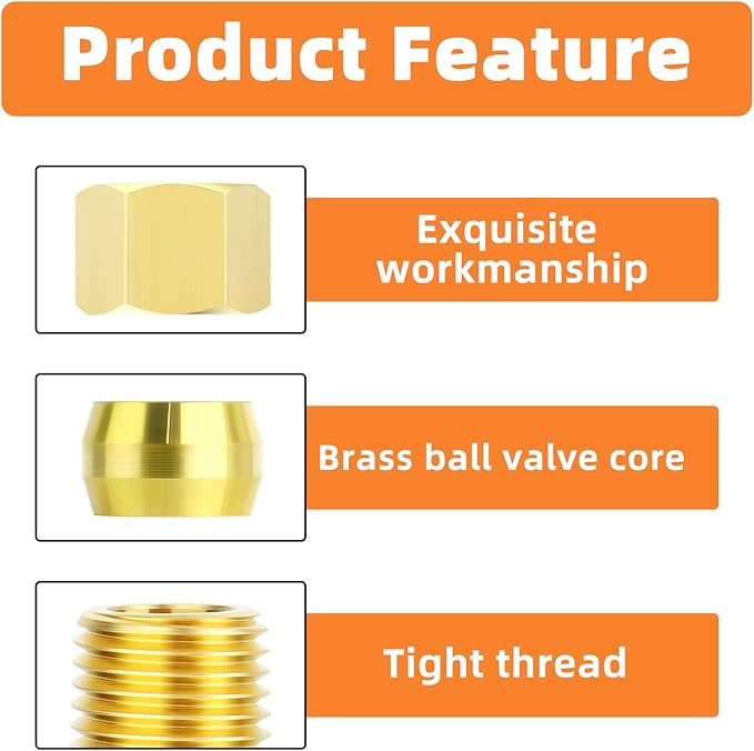 GASHER 5PCS Brass Compression Tube Tee Pipe Fitting Connector，3/8" OD x 1/4" NPT x 3/8" OD，Male Branch Tee