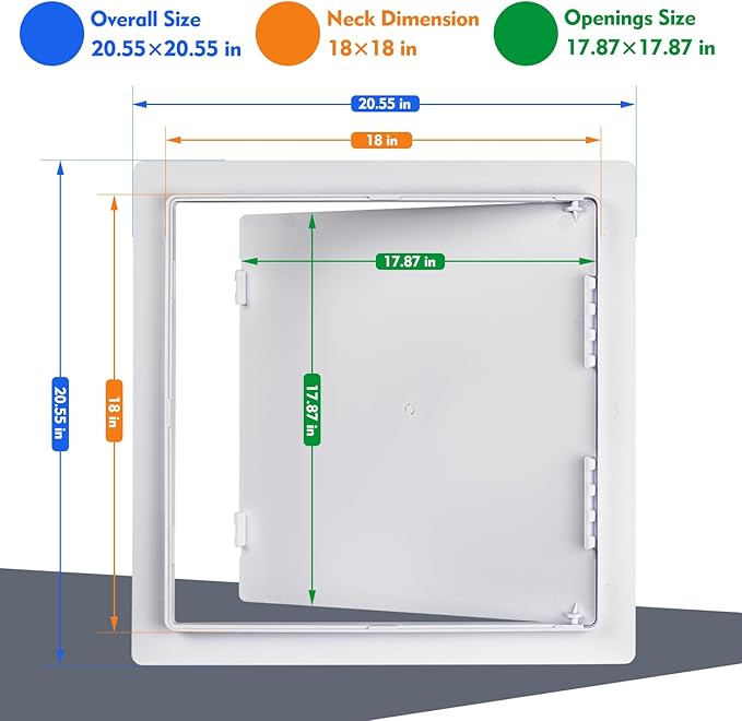 Donext Access Plumbing Panel for Drywall Ceiling, 18x18 in Plastic Access Door, Wall Hole Cover Plate for Plumbing & Electrical & Wiring, White