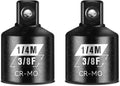 BLACKROBOT 2 Piece 3/8”F To 1/4”M Impact Socket Adapter Set,SAE Drive Cr-Mo Steel Exceeds ANSI Standards,Square Drive Reducer for Impact Driver Wrench