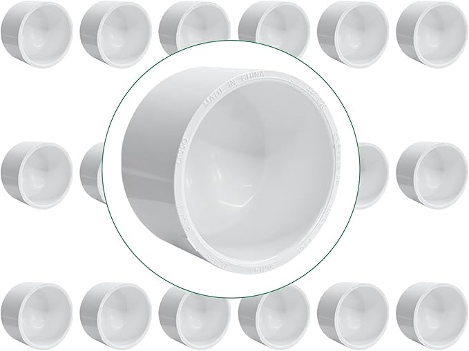 LESSO 3/4 inch PVC Pipe End Cap | 18 Pack Schedule 40 Industrial Pipe Fittings 3/4" PVC Pipe External Plug Adapter for Build Furniture DIY Garden Shelf, White
