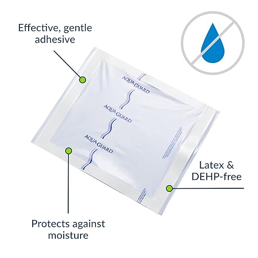 TIDI AquaGuard Sheet – 12” x 14” – Shower Protection Sheet – Self-Adhesive Moisture Barrier – Made Without Latex – Wound Cover for Showering – 98 Sheets per Case – Home Medical Supplies (50012-CSE)