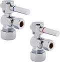 Westbrass R105BL-2-26 1/4-Turn Lever Handle Angle Stop Shut Off Valve, 5/8" OD x 3/8" OD, Polished Chrome (2-Pack)