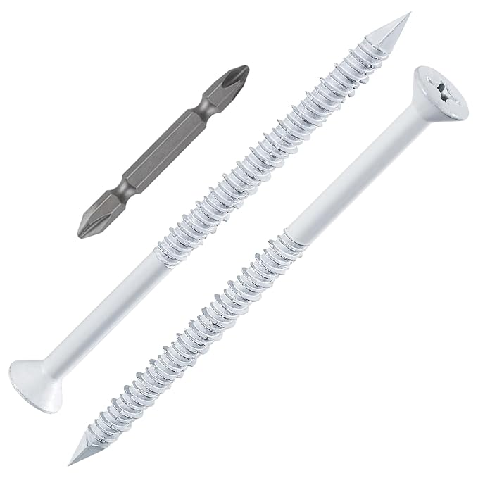 WenSilon(30 PCS) 1/4" x4 White Concrete Screw Anchor White Flat Head for Anchoring to Masonry, Block or Brick Stucco