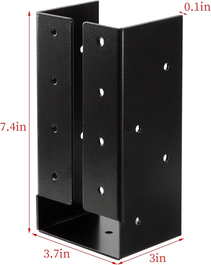 Concealed Joist Hangers, (10-30PCS), 4"x8" with Screws, Outdoor Trim Concealed Flanges, for Beam,Swing, Handrail,Fence (12, 4"x8")