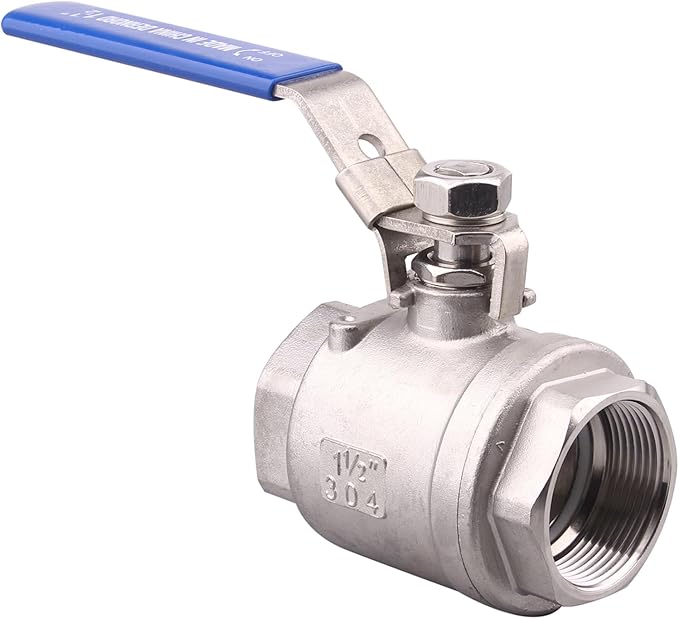 DERNORD 2 Pack Stainless Steel 304 Ball Valve, Full Port Heavy Duty for WOG with Locking Device (1-1/2" NPT)
