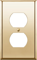 ENERLITES Duplex Receptacle Outlet Metal Wall Plate, Stainless Steel Outlet Cover, Corrosion Resistant, Size 1-Gang 4.50" x 2.76", 7721-PB, Stainless Steel 201, Polished Brass, Gold