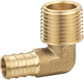1/2 x 3/4 Inch (0.50x0.75) PEX Male Threaded NPT Elbow 90 Connector Fitting Crimp Brass for PEX Pipe Tubing, No Lead 1 Pack
