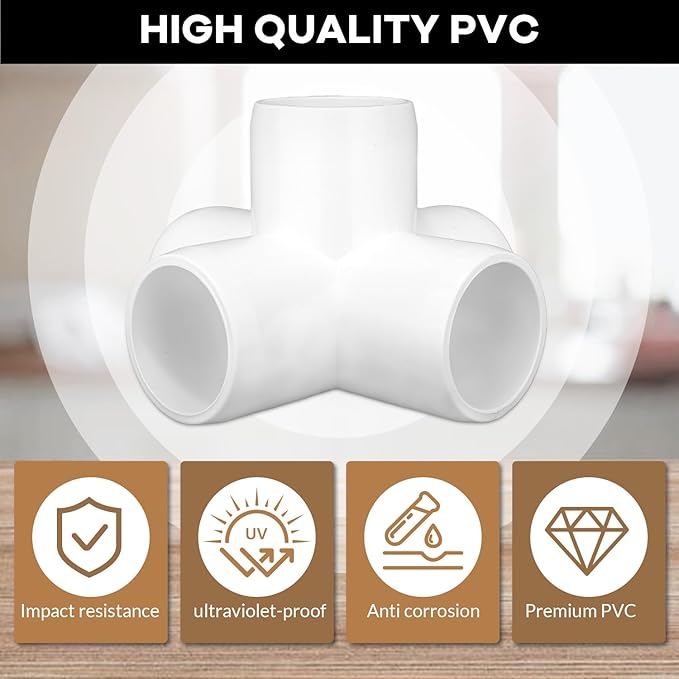 8-Pack 1 inch 5 Way PVC Fitting Elbow Furniture Grade Pipe Connector for DIY PVC Shelf Greenhouse Support Structure Frame