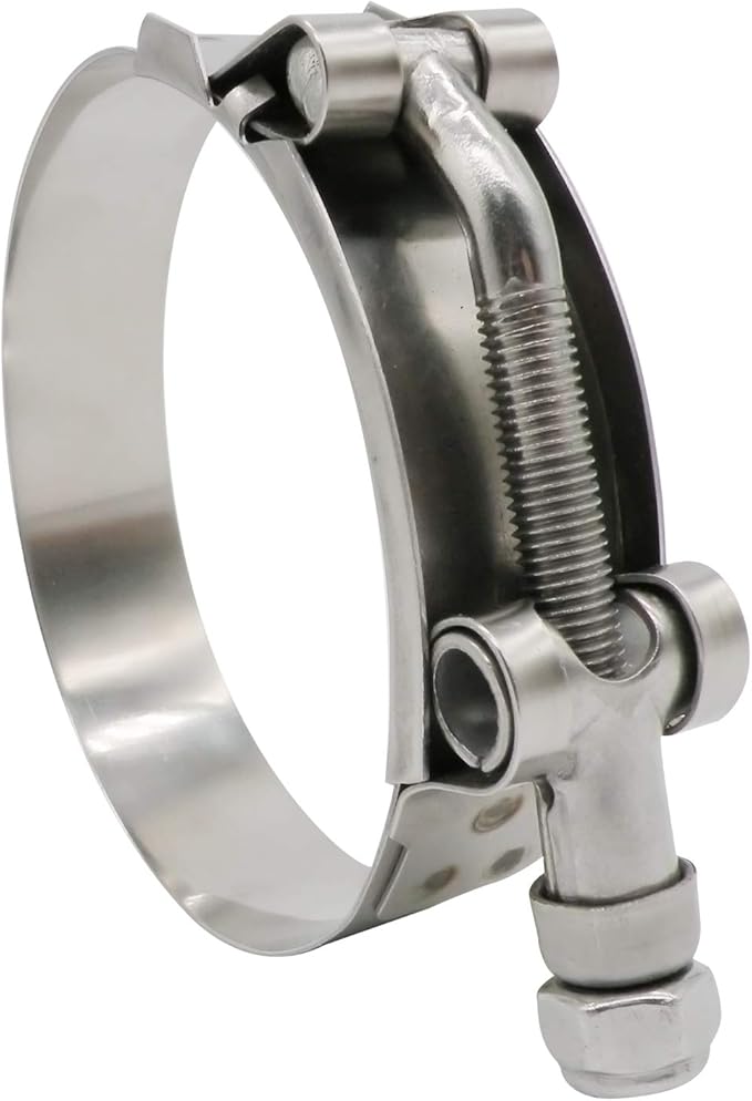 ROADFORMER 83mm - 91mm T-Bolt Hose O.D. Clamp - Clamp Range 3.28" - 3.58" for 3.5" Hose OD, Stainless Steel Bolt, SS Band Floating Bridge and Nylon Insert Locknut (83mm - 91mm, 2 pack)