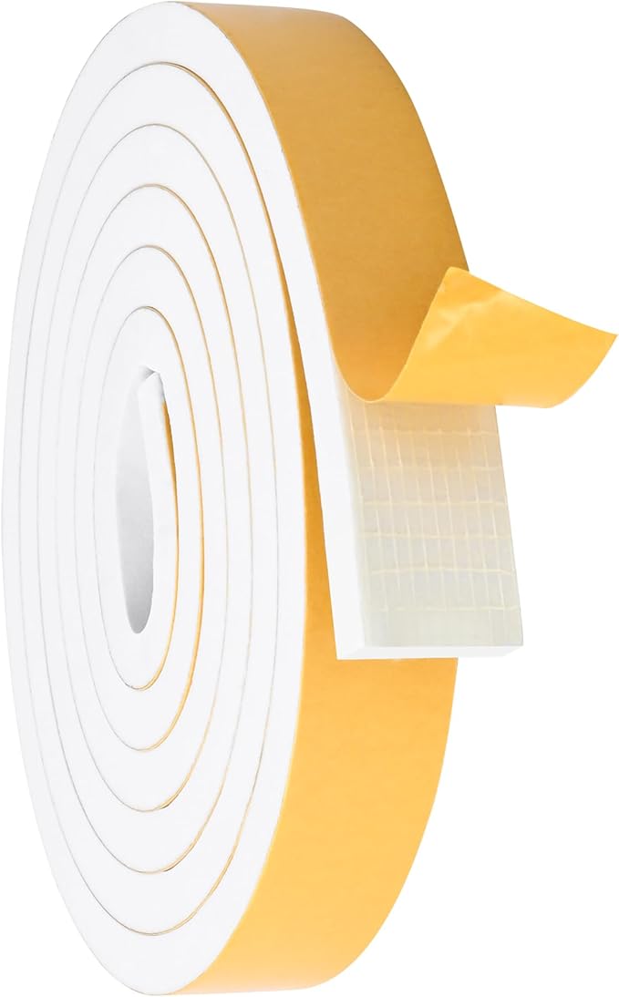 ToLanbbt White Door Window Weather Stripping Self Adhesive Foam Tape High Density Foam Sealing Strip Window Insulation Weatherproof Gasket Tape for Doors and Windows (1/2" W X 1/4" T X 8.5')