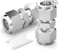 TAISHER 2PCS 304 Stainless Steel Compression Tube Pipe Fitting Connector, 12MM Tube OD x 12MM Tube OD Straight Adapter