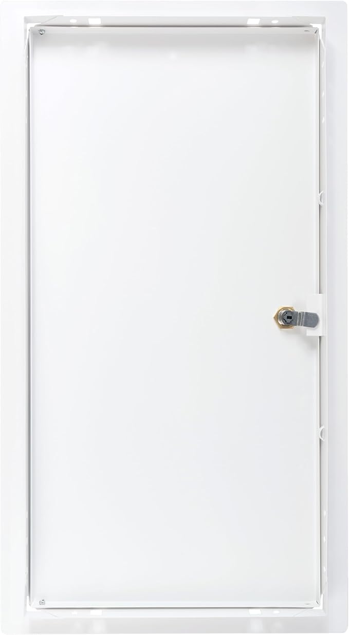 10" x 20" Lockable White Metal Access Panel. Service Shaft Door Panel with Key. Plumbing, Electricity, Heating, Alarm Wall Access Panel for Drywall. Bathroom Services Access Hole Cover.