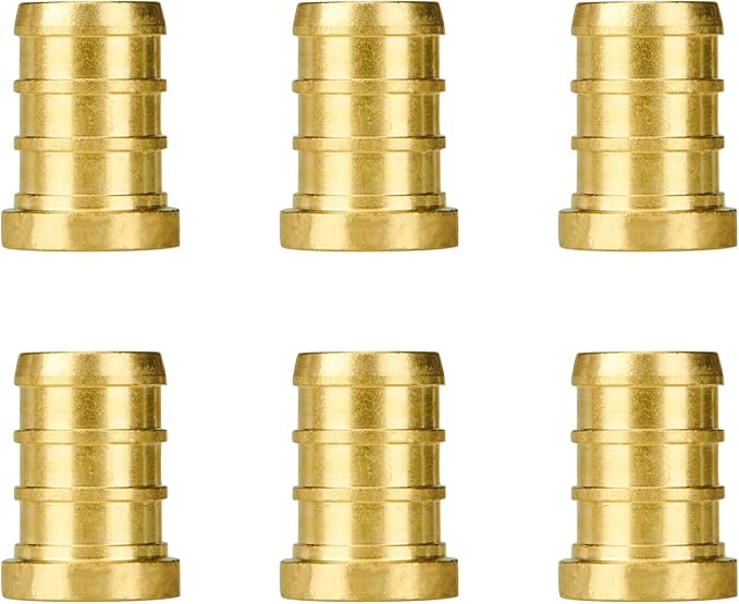 SUNGATOR 6-Pack 1/2" Pex Plug End Cap, No Lead Brass, Pex Fittings 1/2 Inch, NSF, UPC Certified