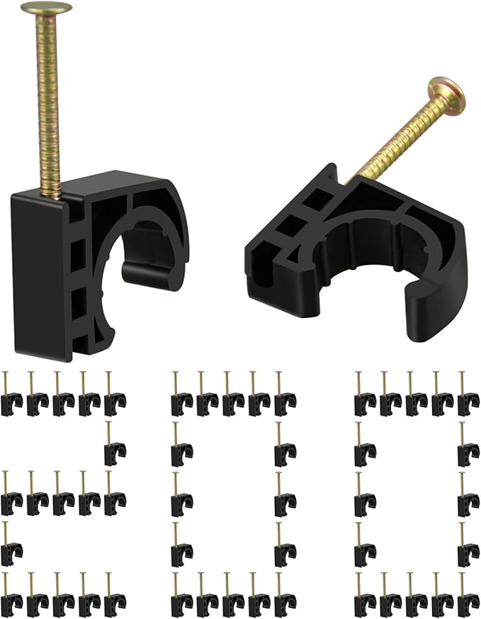 200 Pack 1/2" Half Clamps J-Hook with Nails Set, J Clamps for PEX, Copper, CPVC Tubing Connections