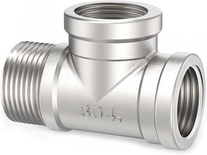 ChillWaves 304 Stainless Steel Pipe Fitting, Male Run Tee 2" NPT Female x 2" NPT Female x 2" NPT Male Thread Adapter(1-PACK)