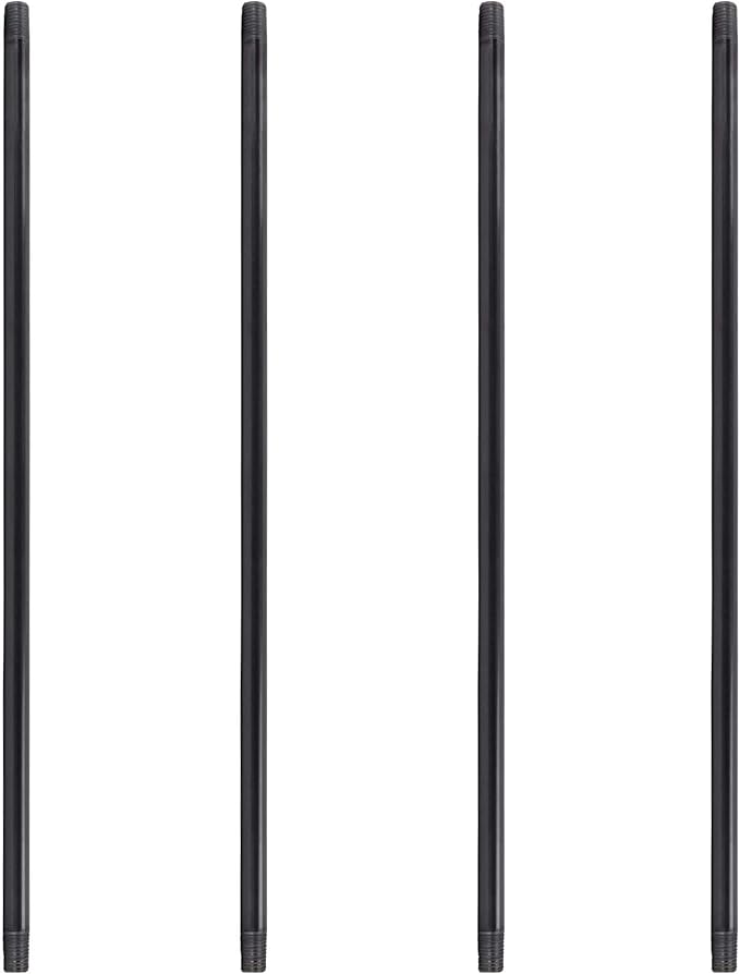 PIPE DECOR 1" x 60" Black Steel Plumbing Pipe, 4-Pack, Pre Cut Connector, Industrial Steel Grey Fits Standard One Inch Threaded Black Pipes Nipples and Fittings, Build Vintage DIY Furniture