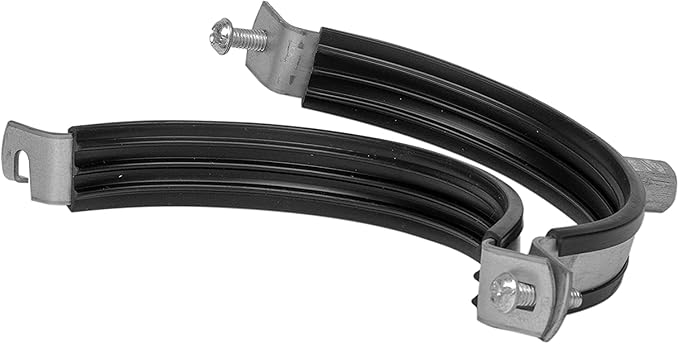 4" Inch Galvanized Pipe Hanger with Rubber - Conduit Mounting Clamp - PVC Tube Brackets - Metal Pipe Clamps - Tube Wall Mounting Bracket Clamp - Rigid Conduit Holder - 4in Pipe Clamp