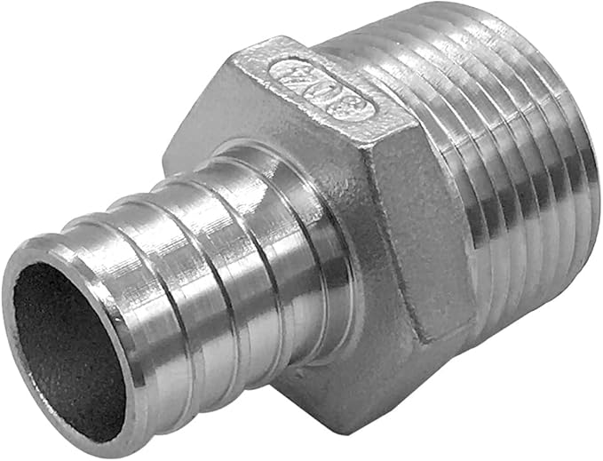 Barb Crimp PEX 1/2" x 1/2" NPT Male Threaded Fitting Stainless Steel Crimp Adapter 3PCS