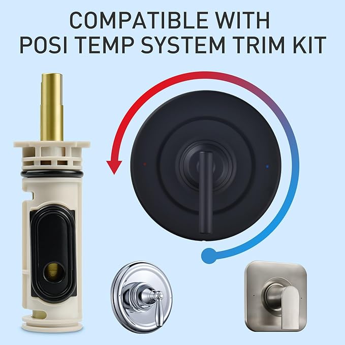 1222 Cartridge Kit Compatible with Moen Posi Temp Valve Tub Shower Faucet Single Handle, Incloud 104421 Cartridge Puller remaoval Tool and Handle Adapter Kit 116653