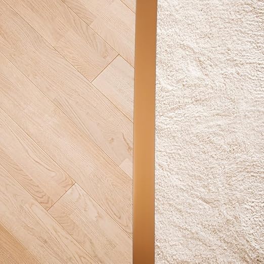 8Ft Floor Transition Strip, 2in Wide Self Adhesive Vinyl Threshold Strip for Joining Floor Gaps Wood Grain Design Tap (2in Wide, Brown)