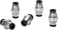 Bulkhead Union Push to Connect Tube Fitting 8mm Tube OD Double Threaded (5 Packs)